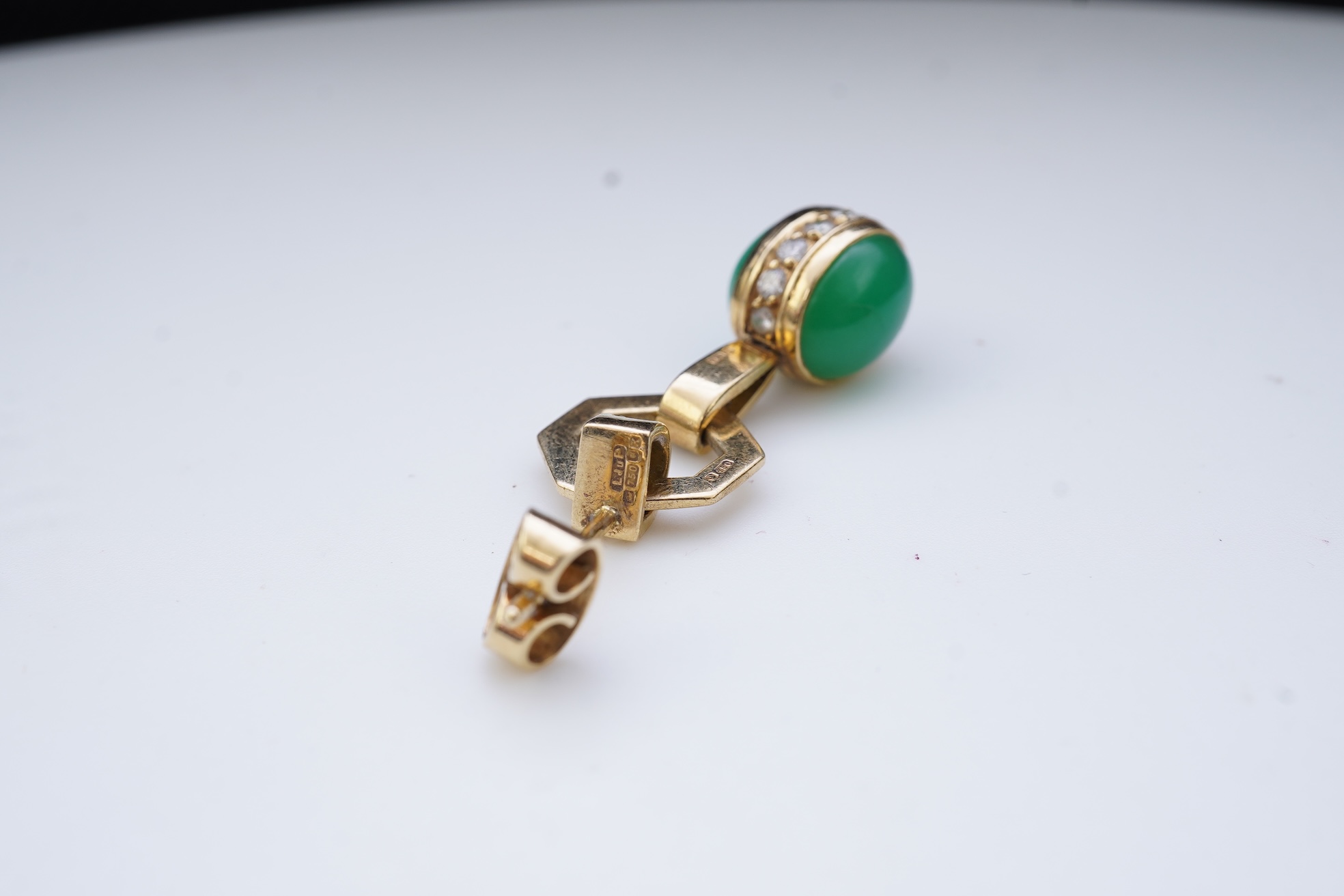 A pair of chalcedony and diamond earrings